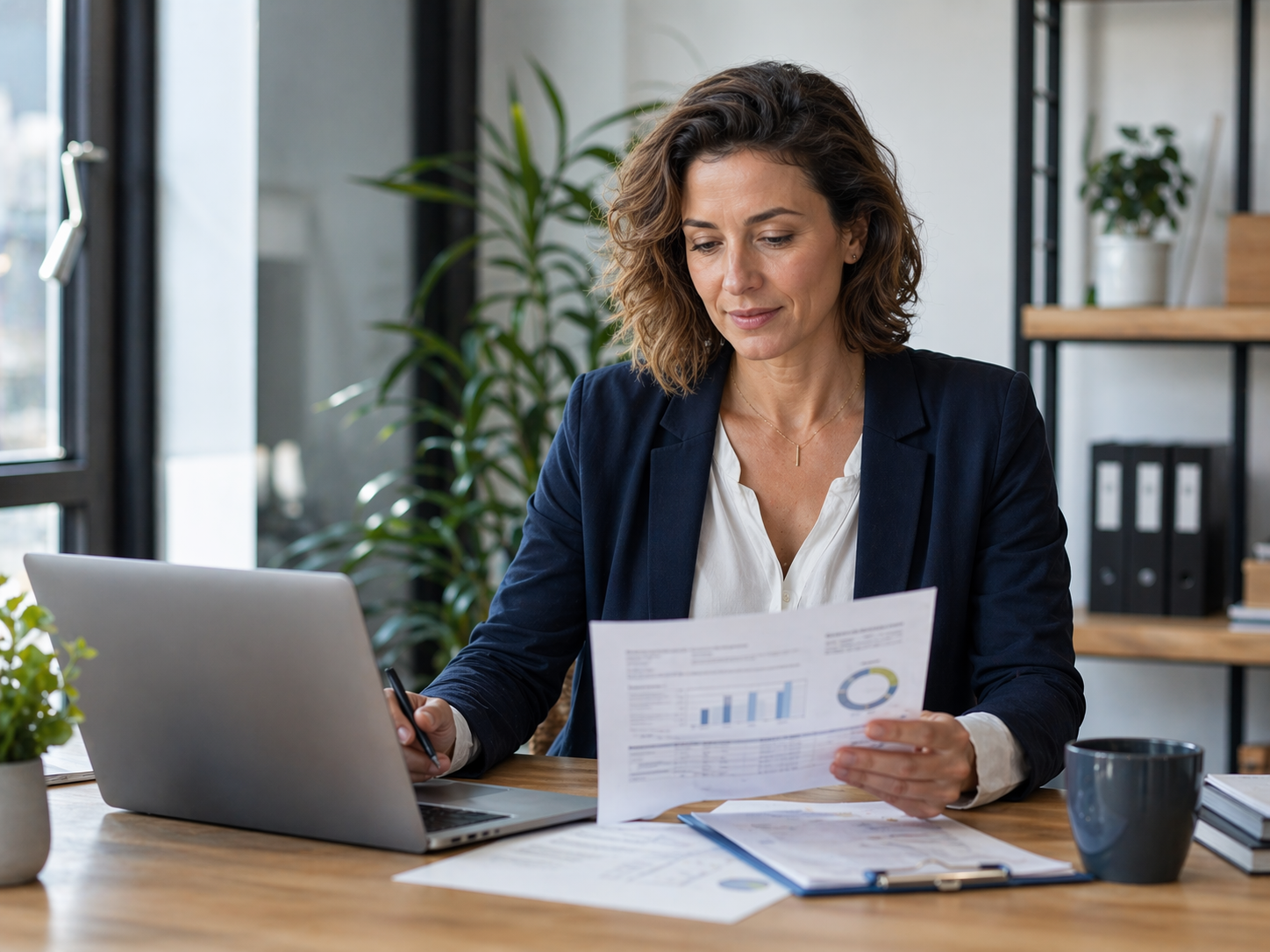 Professionnelle analysant une facture d'énergie